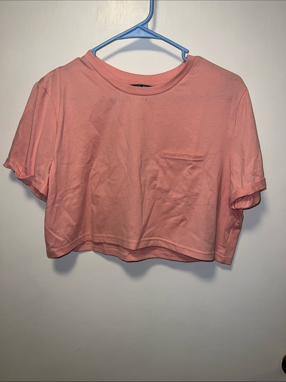 Casual Cropped Pocket Tee - Pink